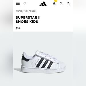 Adidas Superstar Kids White and Black Sneakers Size 6